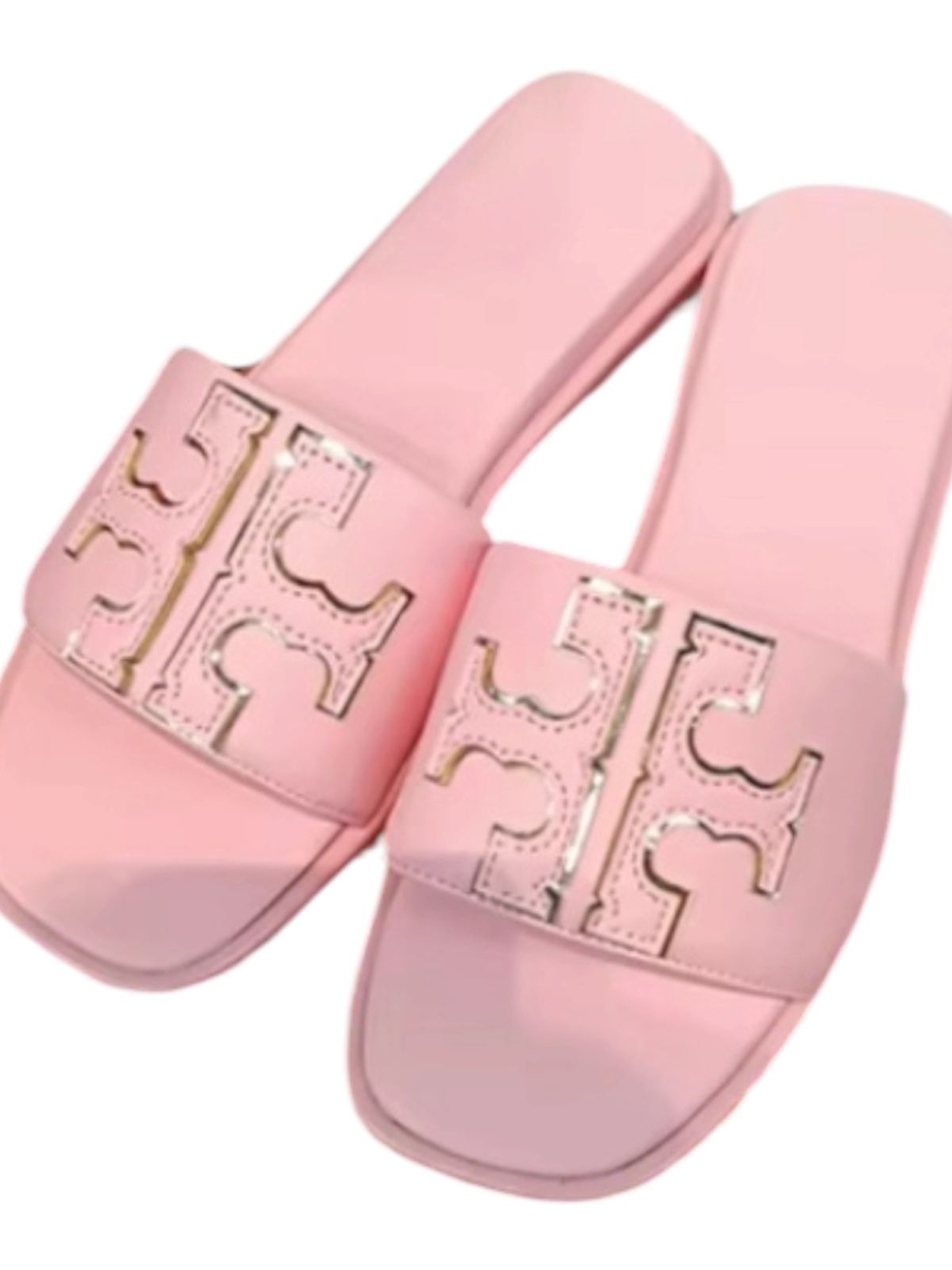 Women’s Pink Slide Sandals with Decorative Cutout